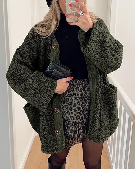 Damer mysig teddyjacka med färgkoordinerad krage Mirla-Eva Jonsson