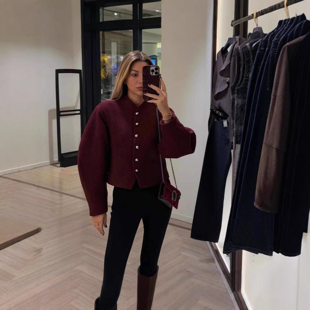 Damer mysig ulljacka med trendiga knappdetaljer Mirla-Eva Jonsson