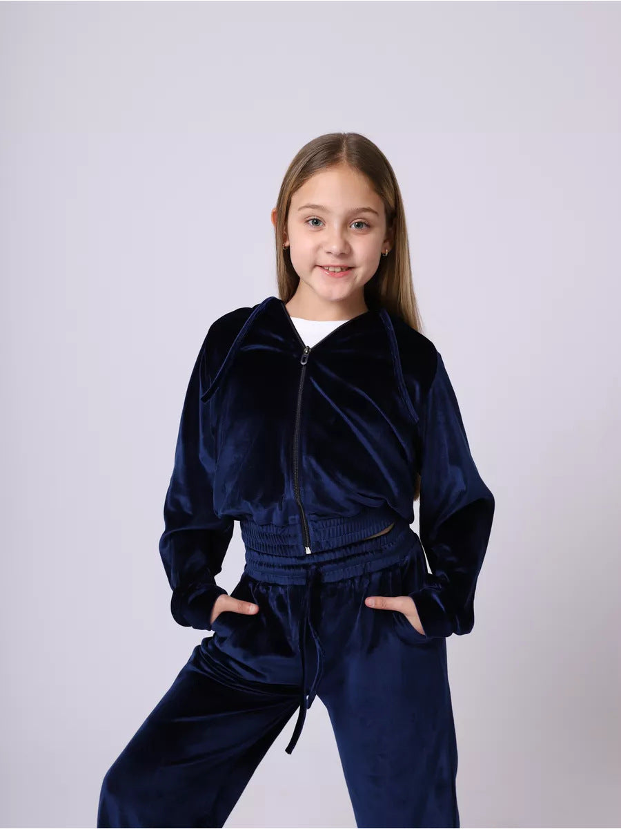 Damer mysig velour-hoodie med dragkedja Mirla-Eva Jonsson