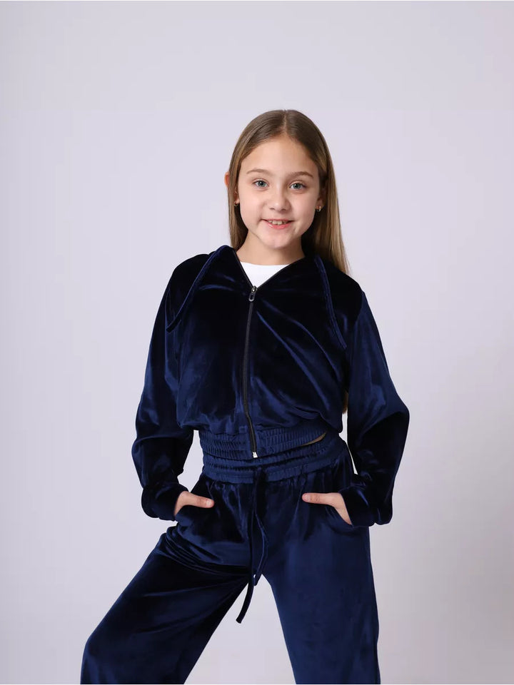 Damer mysig velour-hoodie med dragkedja Mirla-Eva Jonsson