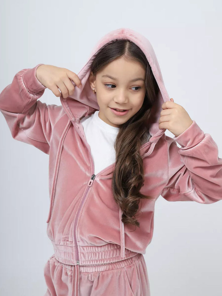 Damer mysig velour-hoodie med dragkedja Mirla-Eva Jonsson
