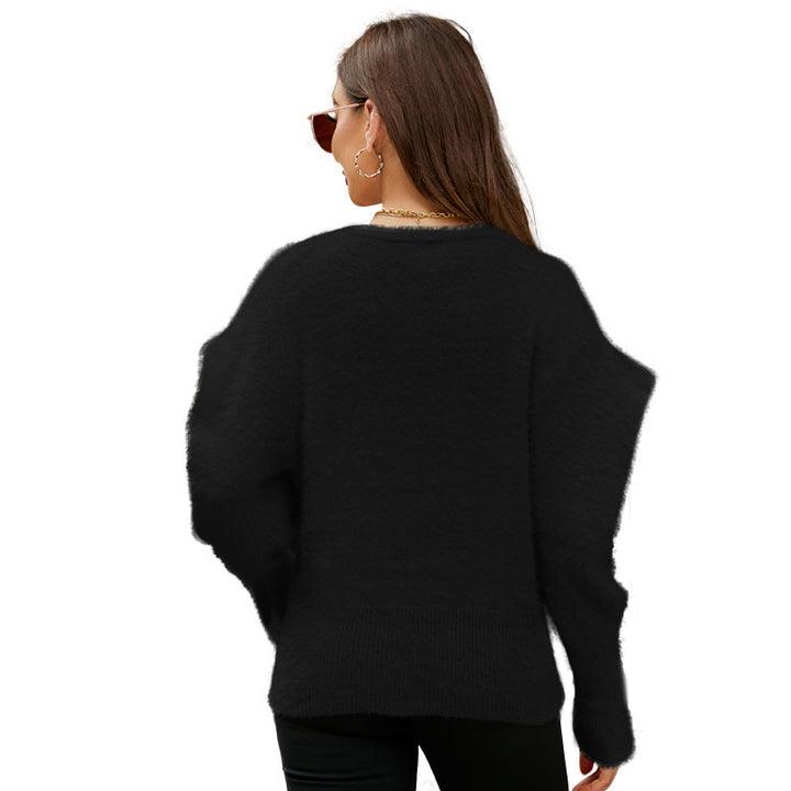 Damer mysiga, oversized stickade jacka med knapdesign Mirla-Eva Jonsson