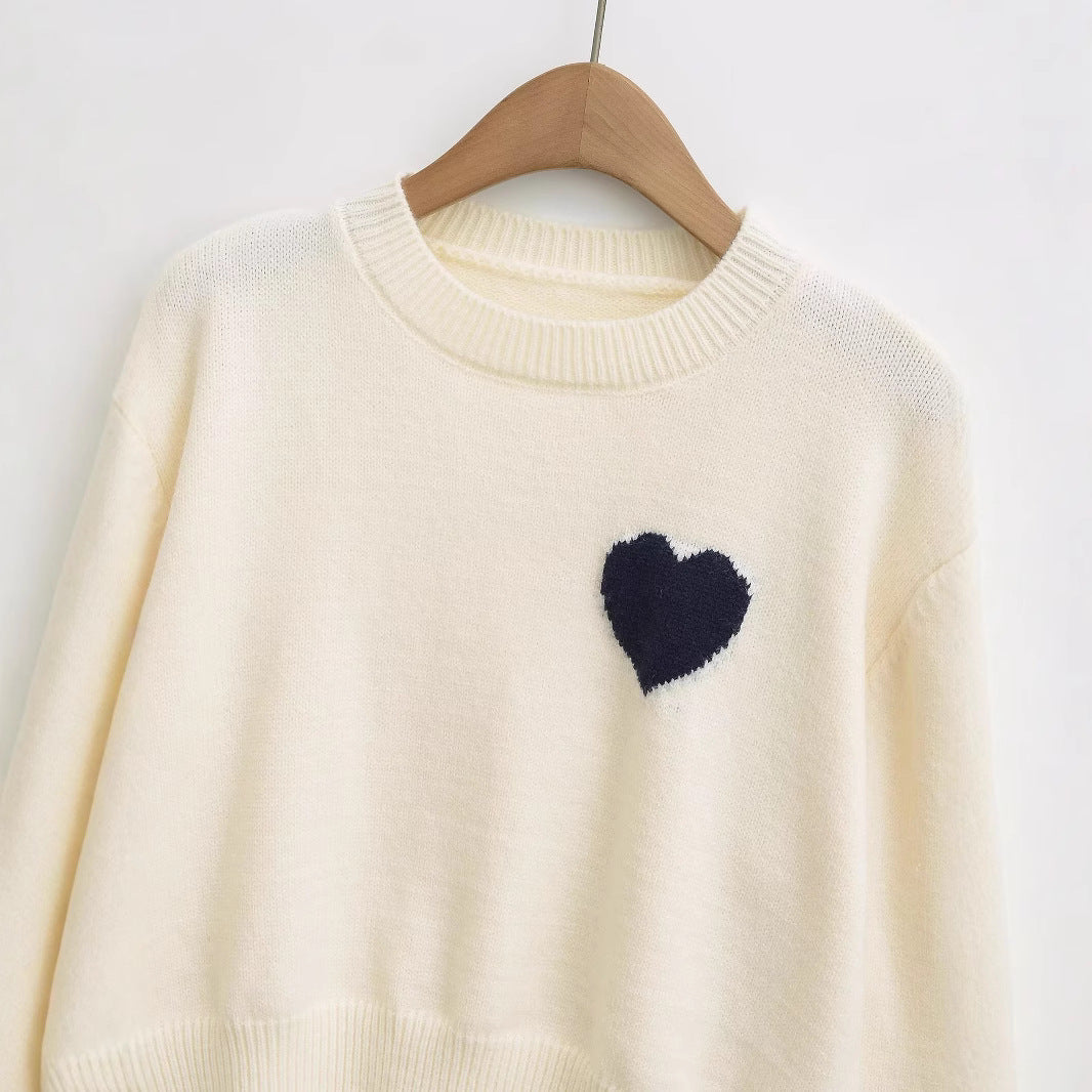 Damer mysigt cropped sweatshirt med hjärtapplikation Mirla-Eva Jonsson