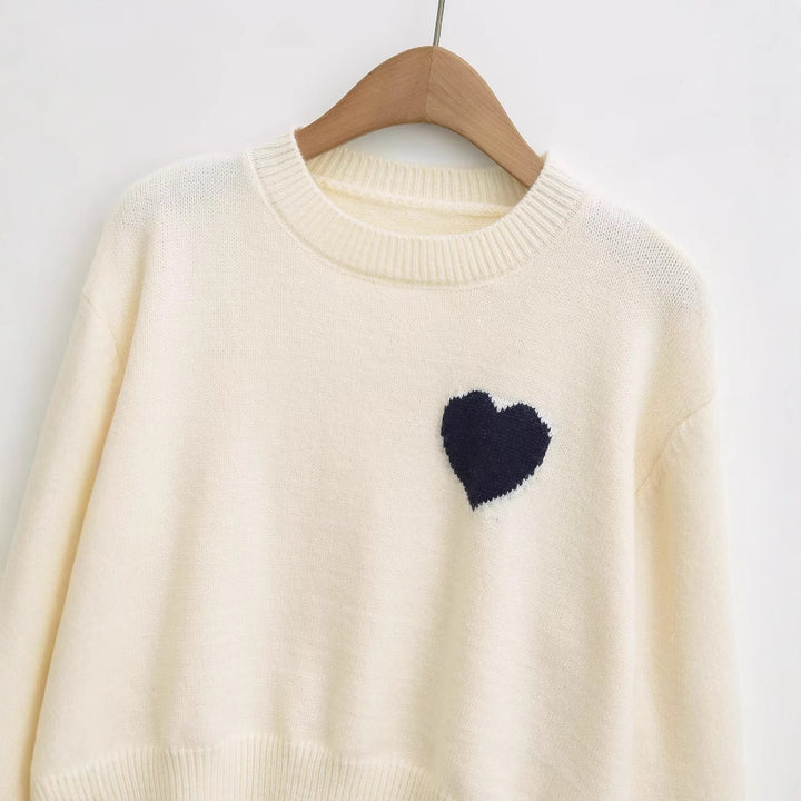 Damer mysigt cropped sweatshirt med hjärtapplikation Mirla-Eva Jonsson