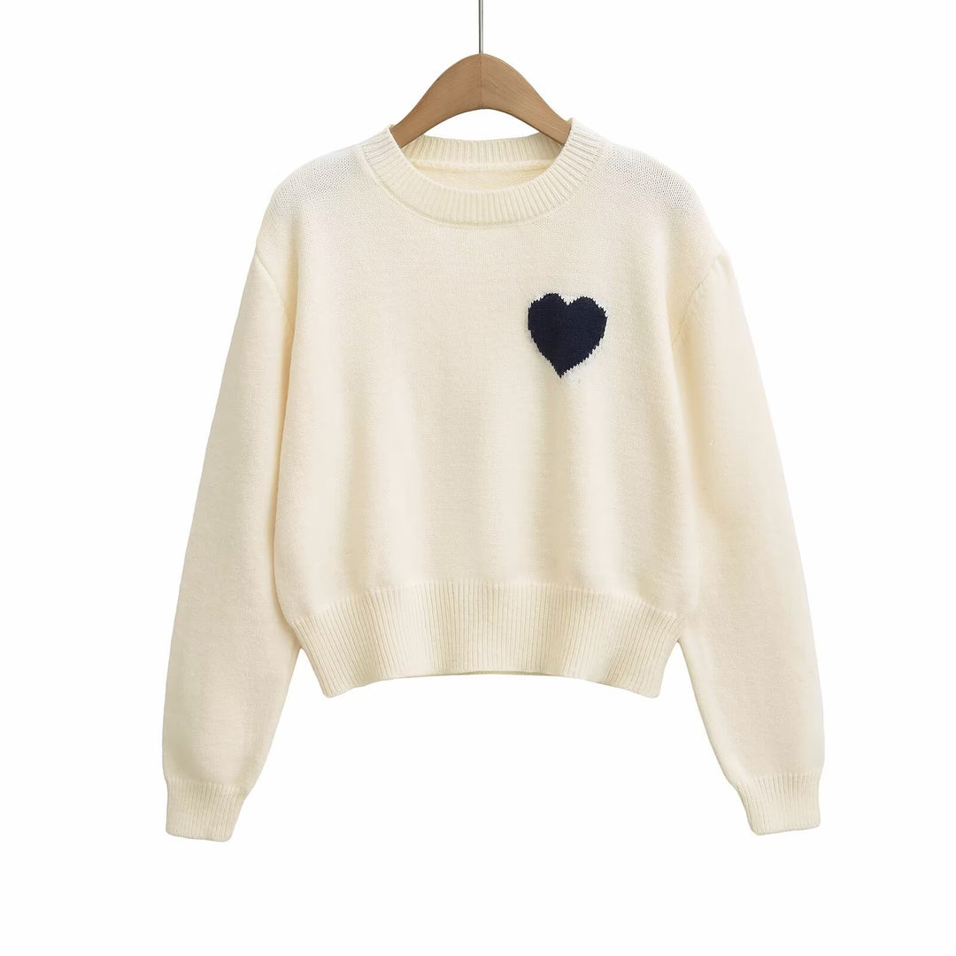Damer mysigt cropped sweatshirt med hjärtapplikation Mirla-Eva Jonsson
