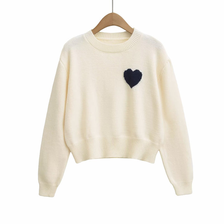 Damer mysigt cropped sweatshirt med hjärtapplikation Mirla-Eva Jonsson