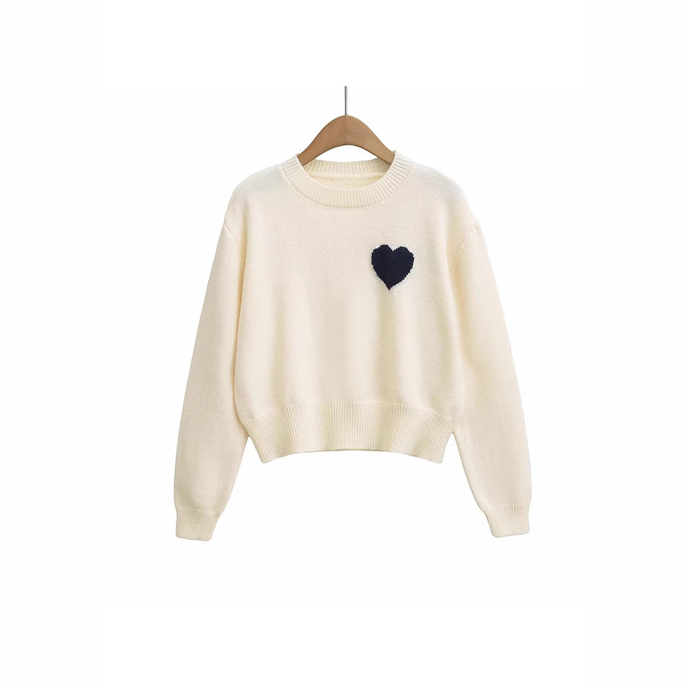 Damer mysigt cropped sweatshirt med hjärtapplikation Mirla-Eva Jonsson
