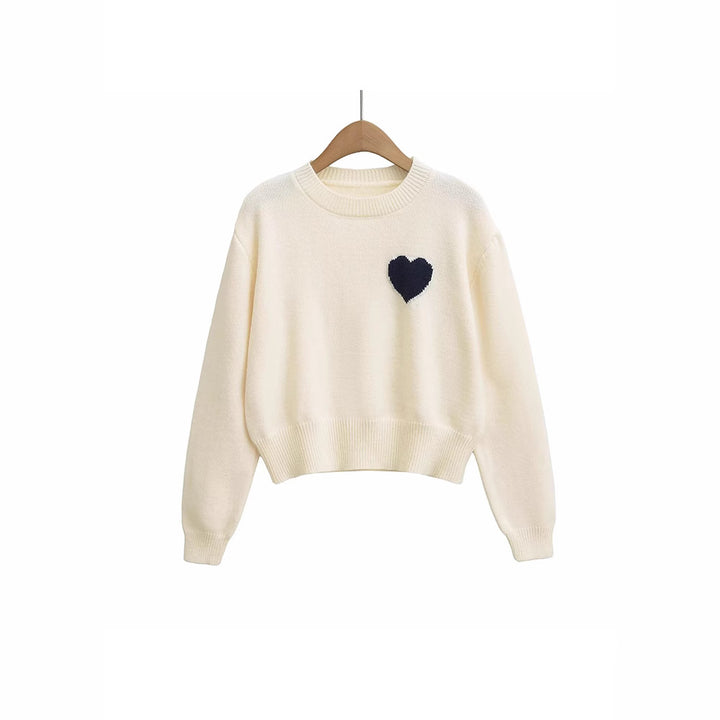 Damer mysigt cropped sweatshirt med hjärtapplikation Mirla-Eva Jonsson