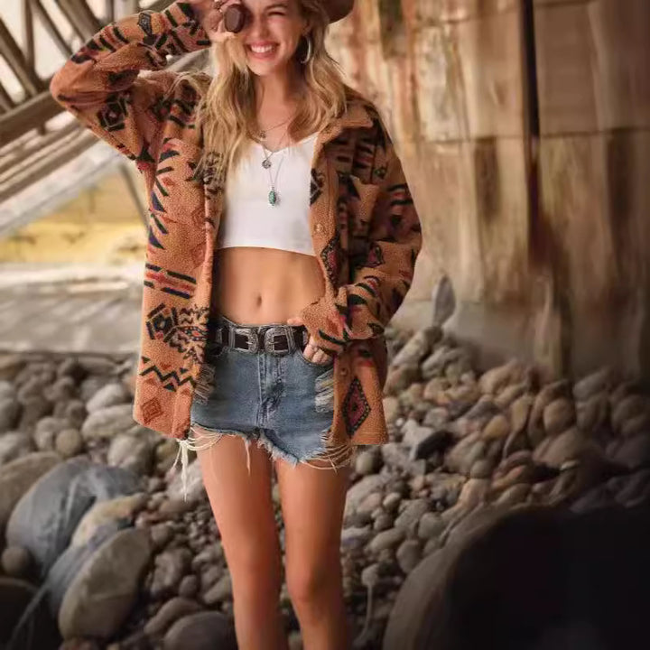 Damer mysigt overshirt-jacka i etno-design Mirla-Eva Jonsson