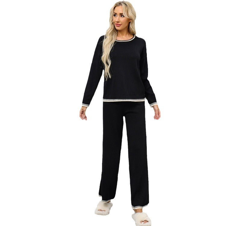 Damer mysigt stickat loungewear-set med kontrasterande avslutningar Mirla-Eva Jonsson