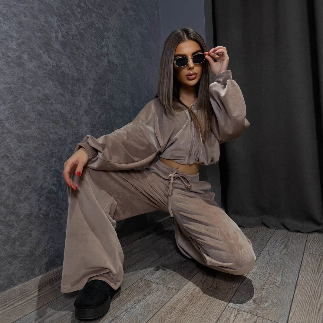 Damer mysigt velour lounge set med lös passform Mirla-Eva Jonsson
