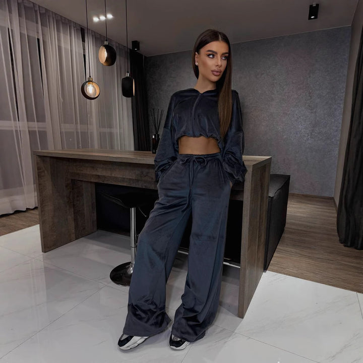 Damer mysigt velour lounge set med lös passform Mirla-Eva Jonsson