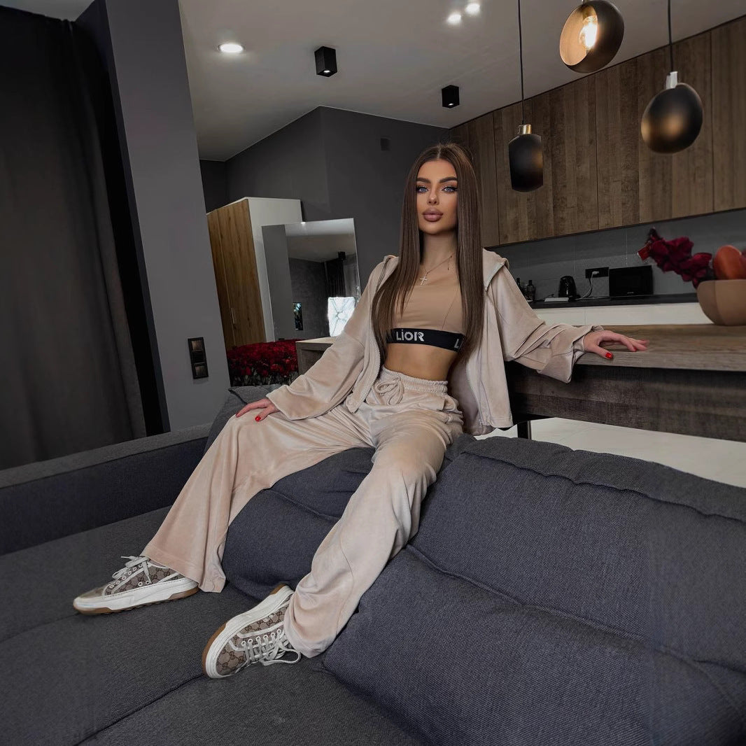 Damer mysigt velour lounge set med lös passform Mirla-Eva Jonsson