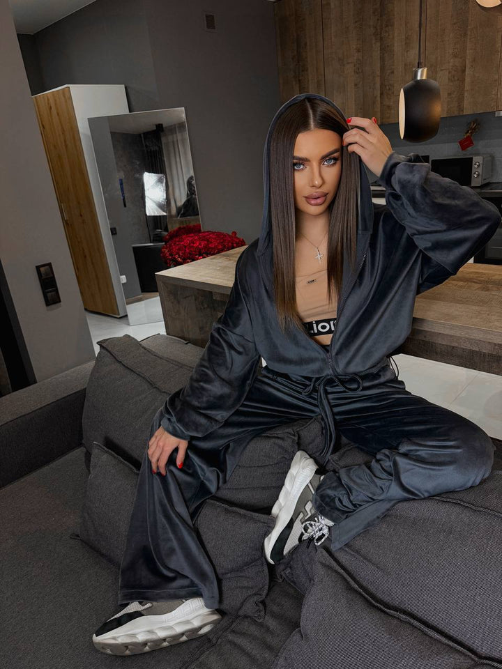 Damer mysigt velour lounge set med lös passform Mirla-Eva Jonsson