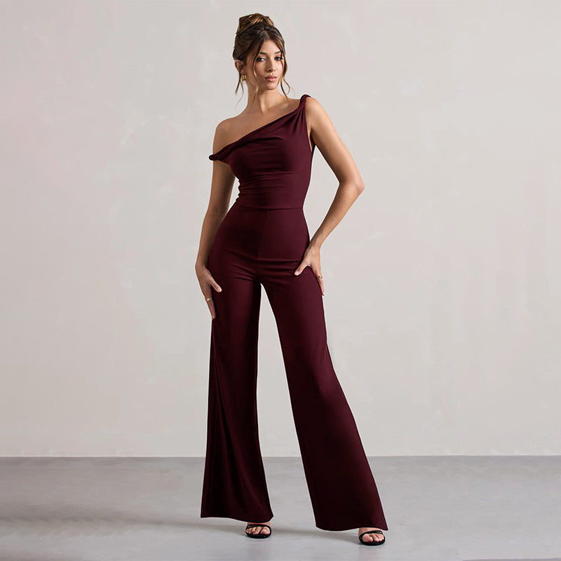 Damer off-shoulder jumpsuit med vida ben och elastisk överdel Mirla-Eva Jonsson