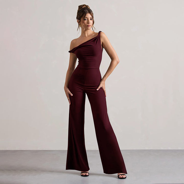 Damer off-shoulder jumpsuit med vida ben och elastisk överdel Mirla-Eva Jonsson
