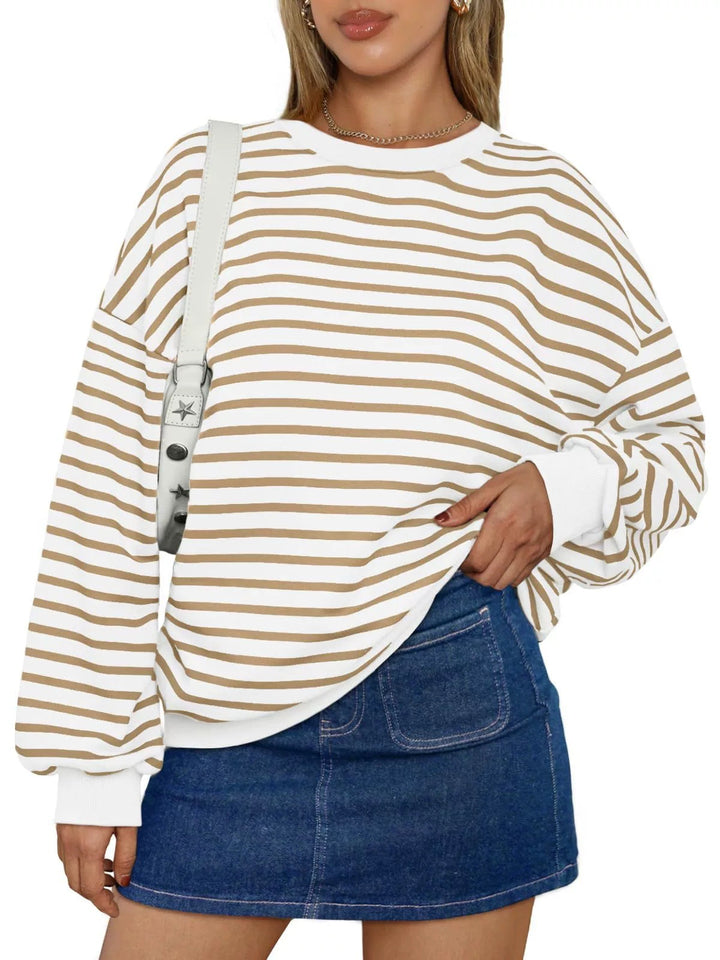 Damer överdimensionerad randig sweatshirt med rundhalsringning och avslappnad passform Mirla-Eva Jonsson