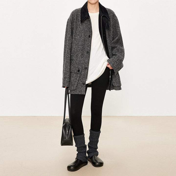 Damer övergång jacka i modern herringbone design Mirla-Eva Jonsson