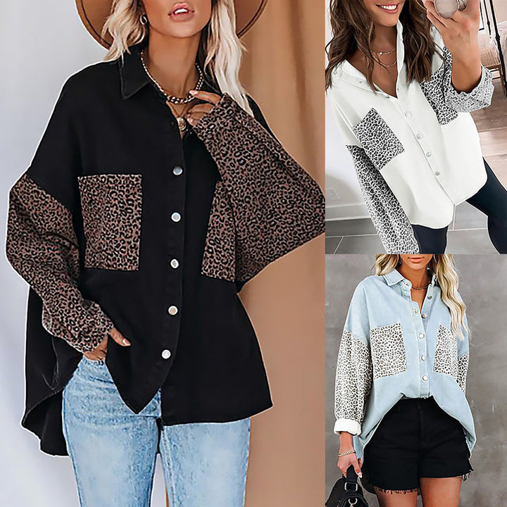 Damer overshirt med leopardmönster och modeknappar Mirla-Eva Jonsson