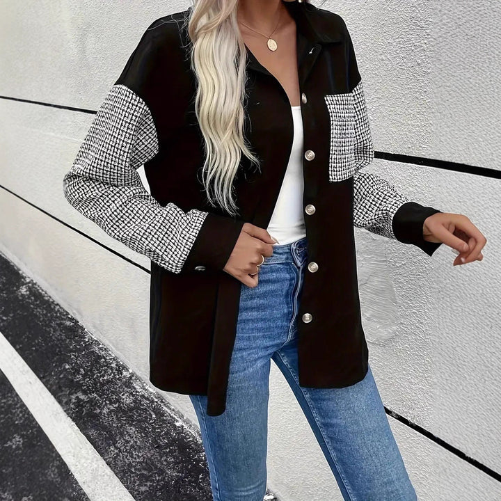 Damer overshirt med rutmönster och kontrasterande ärmar Eva Jonsson-Eva Jonsson