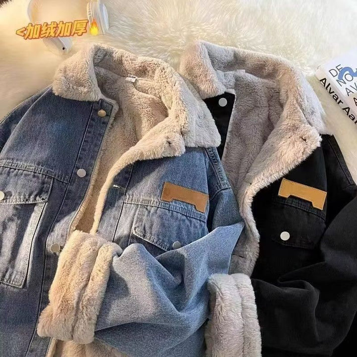 Damer oversized Jeansjacka med foder i Teddyfleece Mirla-Eva Jonsson