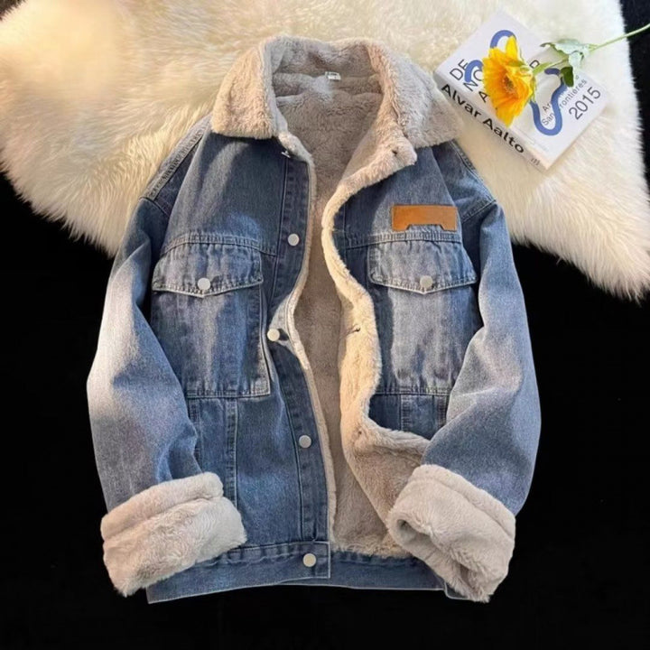 Damer oversized Jeansjacka med foder i Teddyfleece Mirla-Eva Jonsson