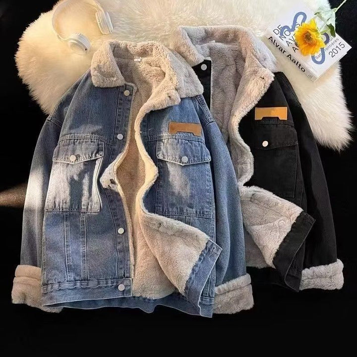 Damer oversized Jeansjacka med foder i Teddyfleece Mirla-Eva Jonsson
