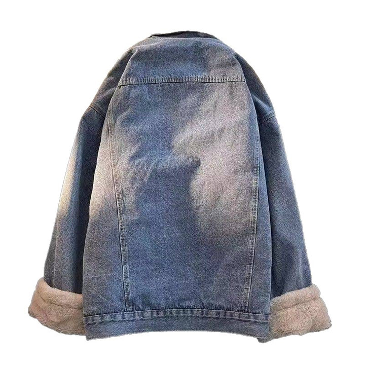 Damer oversized Jeansjacka med foder i Teddyfleece Mirla-Eva Jonsson