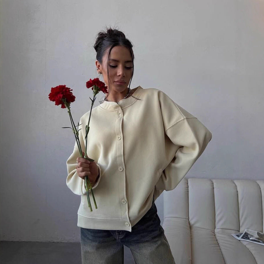 Damer oversized Sweatjacka med knappstängning Mirla-Eva Jonsson