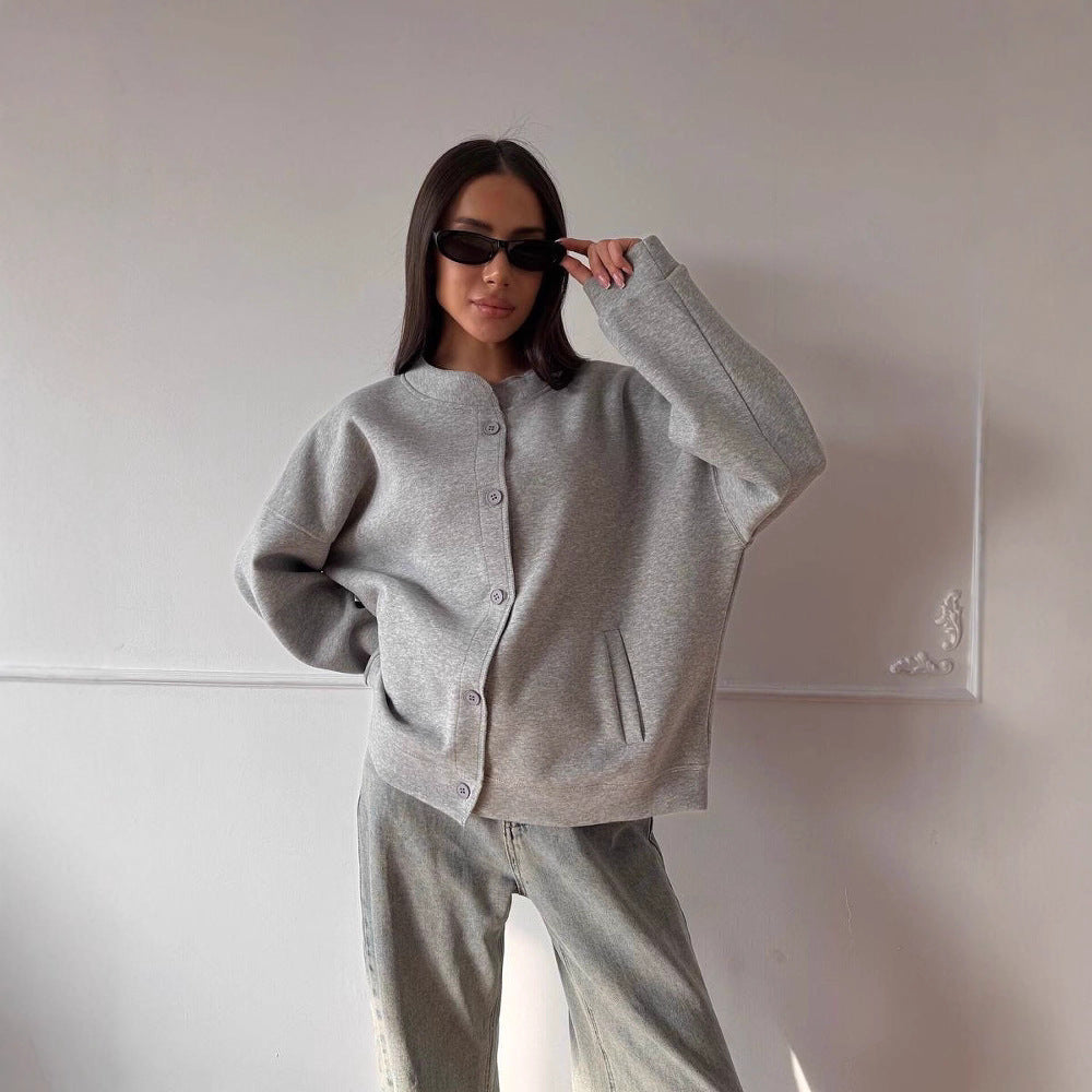 Damer oversized Sweatjacka med knappstängning Mirla-Eva Jonsson