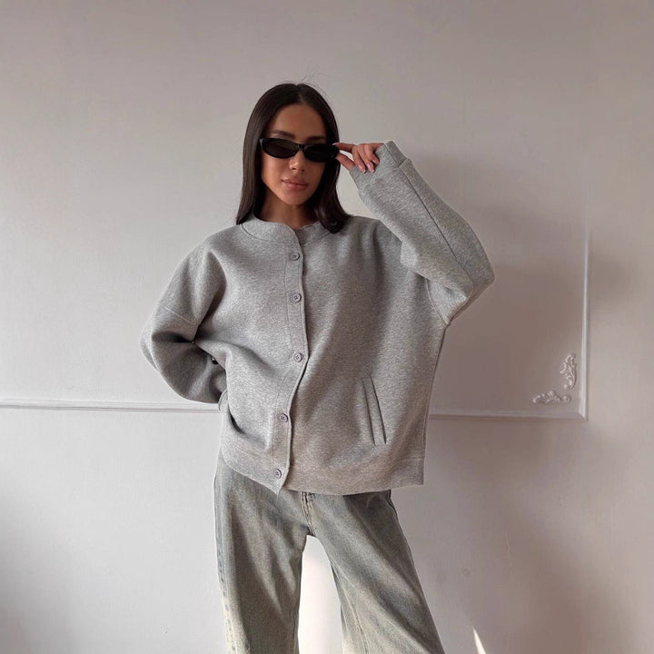 Damer oversized Sweatjacka med knappstängning Mirla-Eva Jonsson