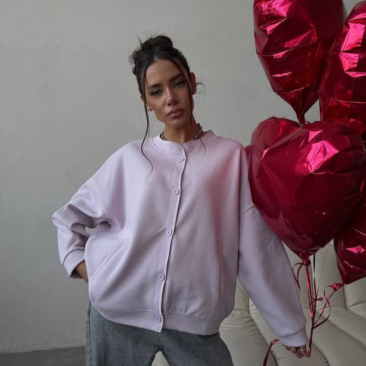 Damer oversized Sweatjacka med knappstängning Mirla-Eva Jonsson