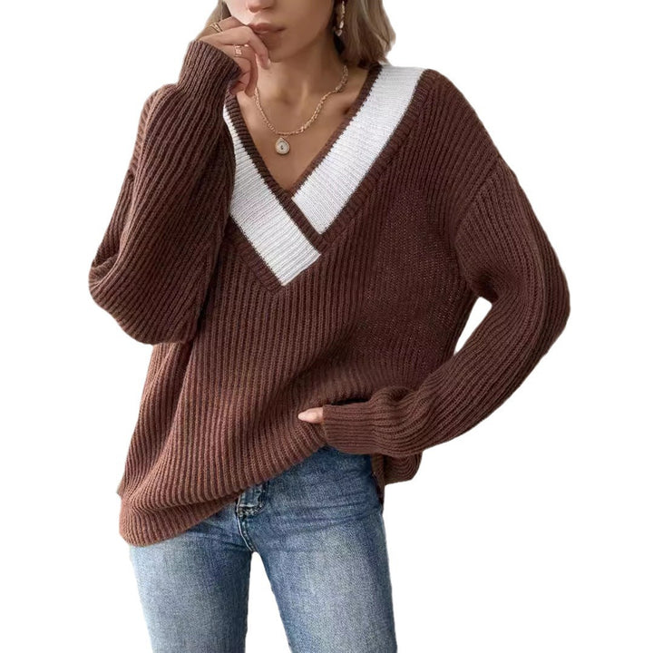 Damer oversized V-tröja med strukturerad ribbstickad design Eva Jonsson-Eva Jonsson