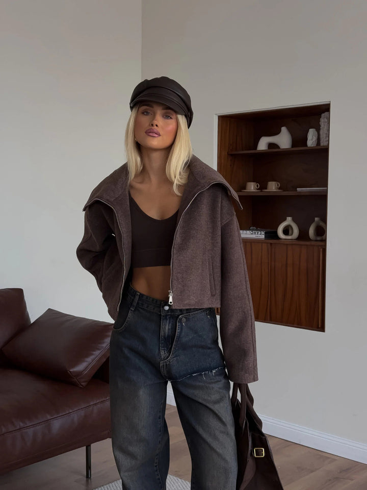 Damer oversized fleecejacka med hög krage och dragkedja Mirla-Eva Jonsson