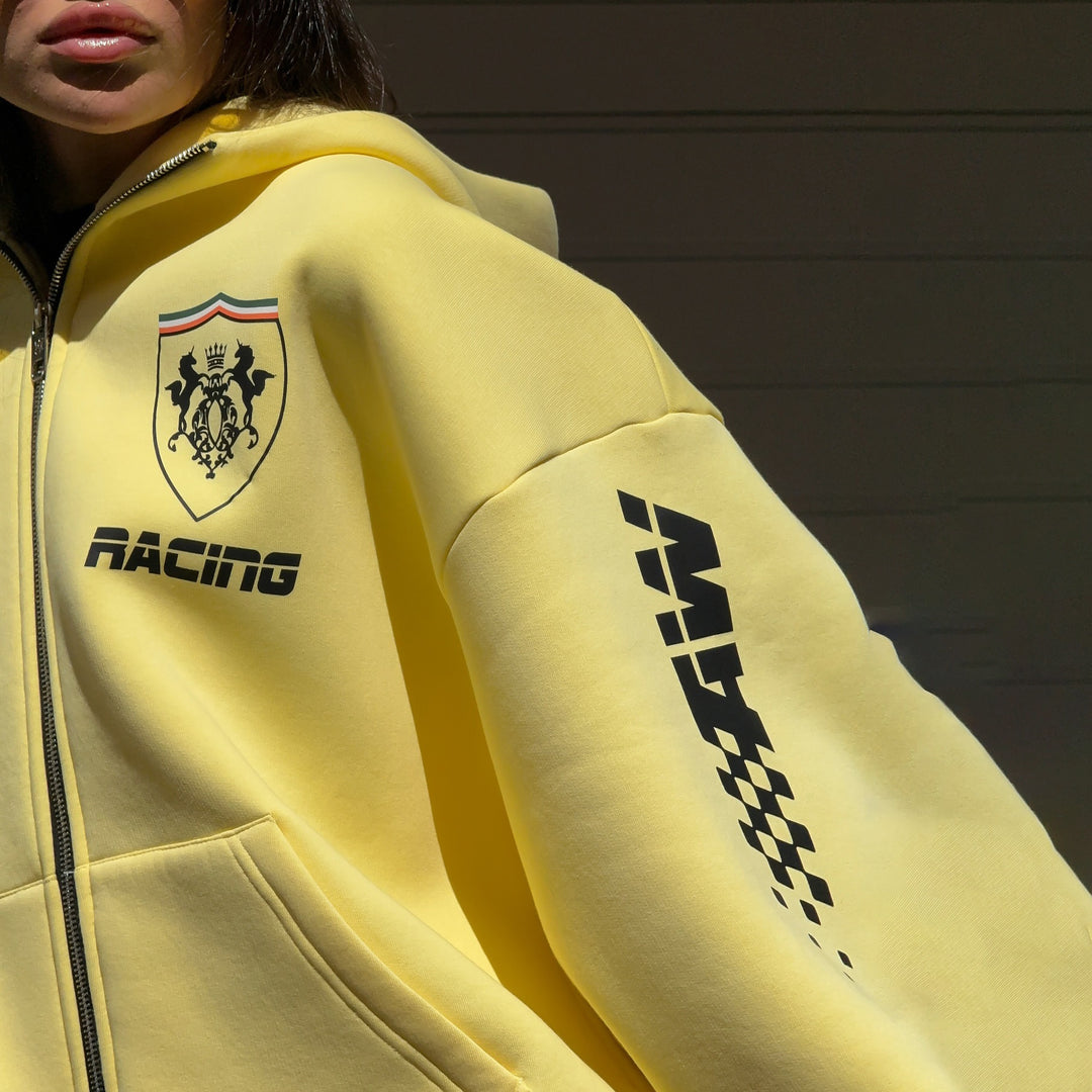 Damer oversized hoodiejacka med iögonenfallande tryck Mirla-Eva Jonsson