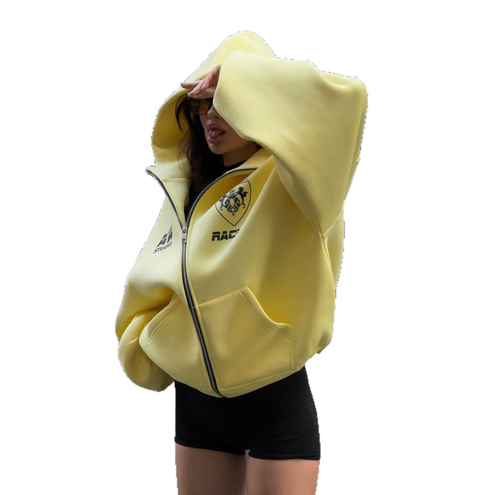 Damer oversized hoodiejacka med iögonenfallande tryck Mirla-Eva Jonsson