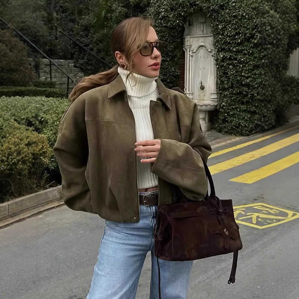 Damer oversized konstläderjacka med elastisk midja Mirla-Eva Jonsson