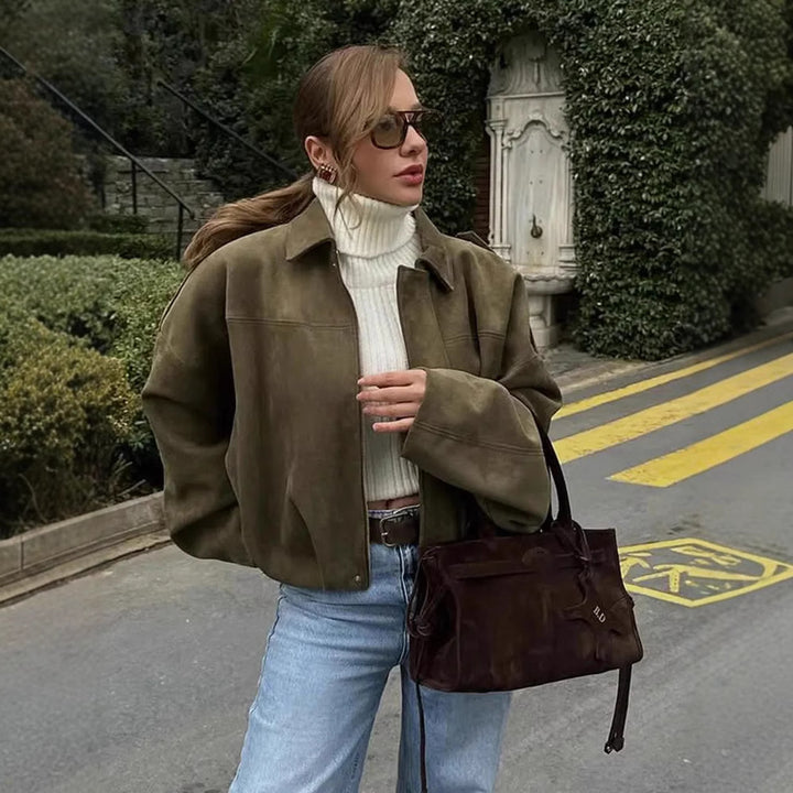 Damer oversized konstläderjacka med elastisk midja Mirla-Eva Jonsson