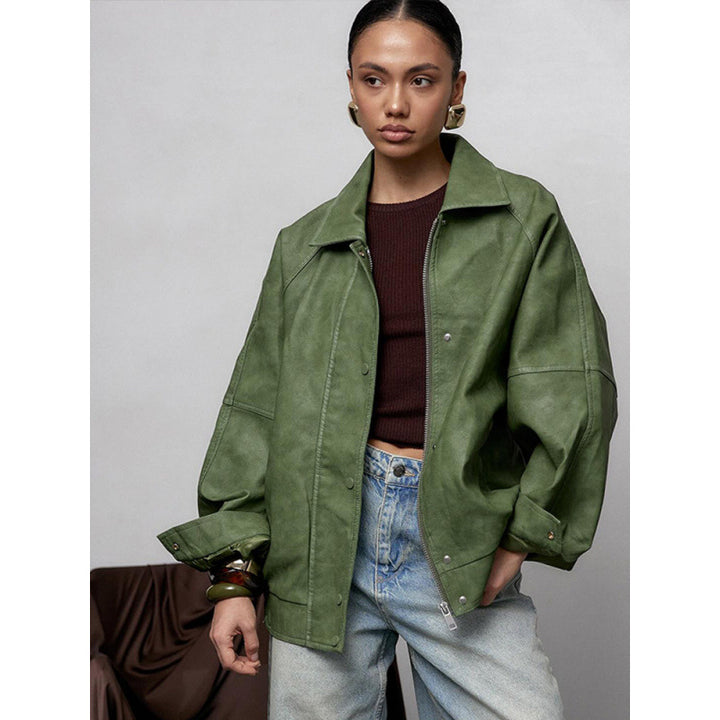 Damer oversized läderjacka Mirla-Eva Jonsson