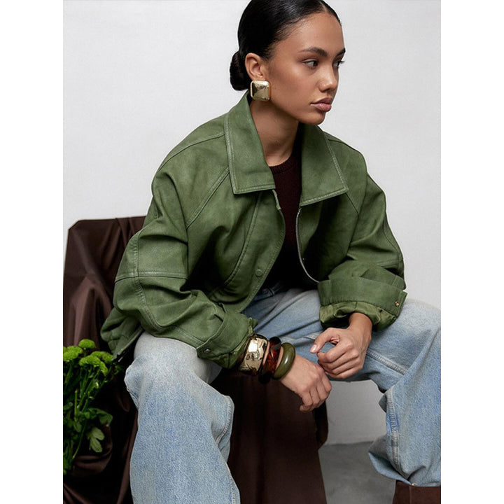 Damer oversized läderjacka Mirla-Eva Jonsson