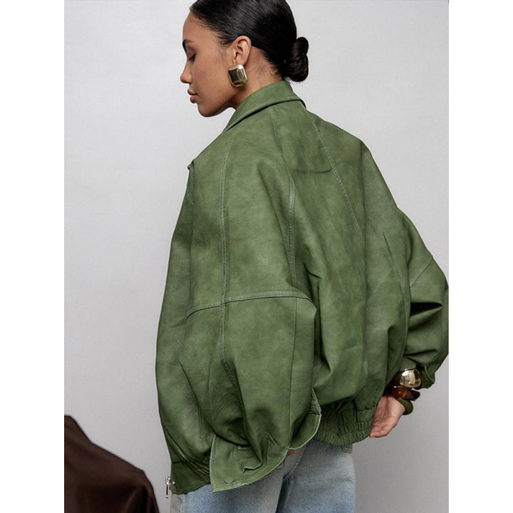 Damer oversized läderjacka Mirla-Eva Jonsson