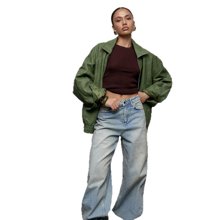 Damer oversized läderjacka Mirla-Eva Jonsson
