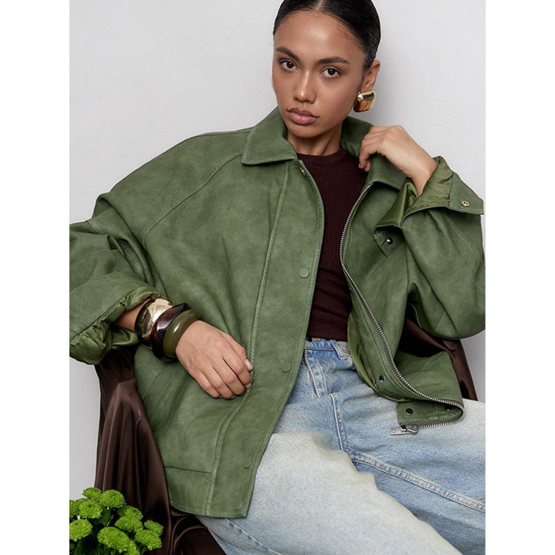Damer oversized läderjacka Mirla-Eva Jonsson