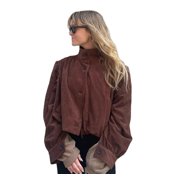 Damer oversized mockajacka med voluminösa ärmar Eva Jonsson-Eva Jonsson