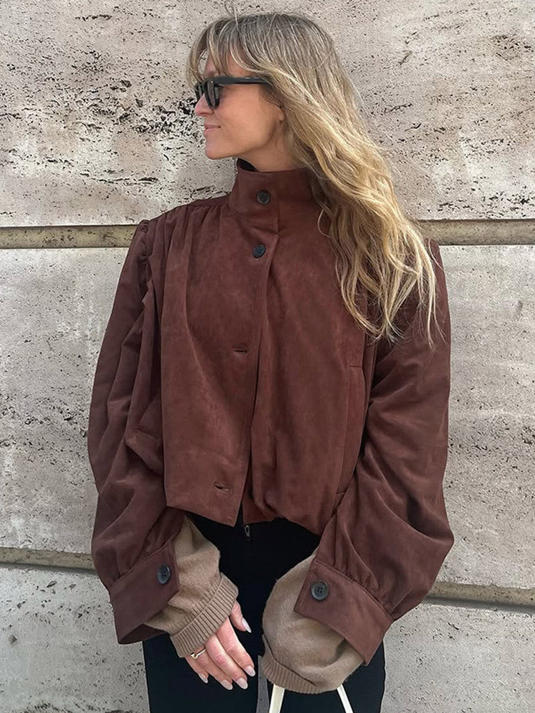 Damer oversized mockajacka med voluminösa ärmar Eva Jonsson-Eva Jonsson