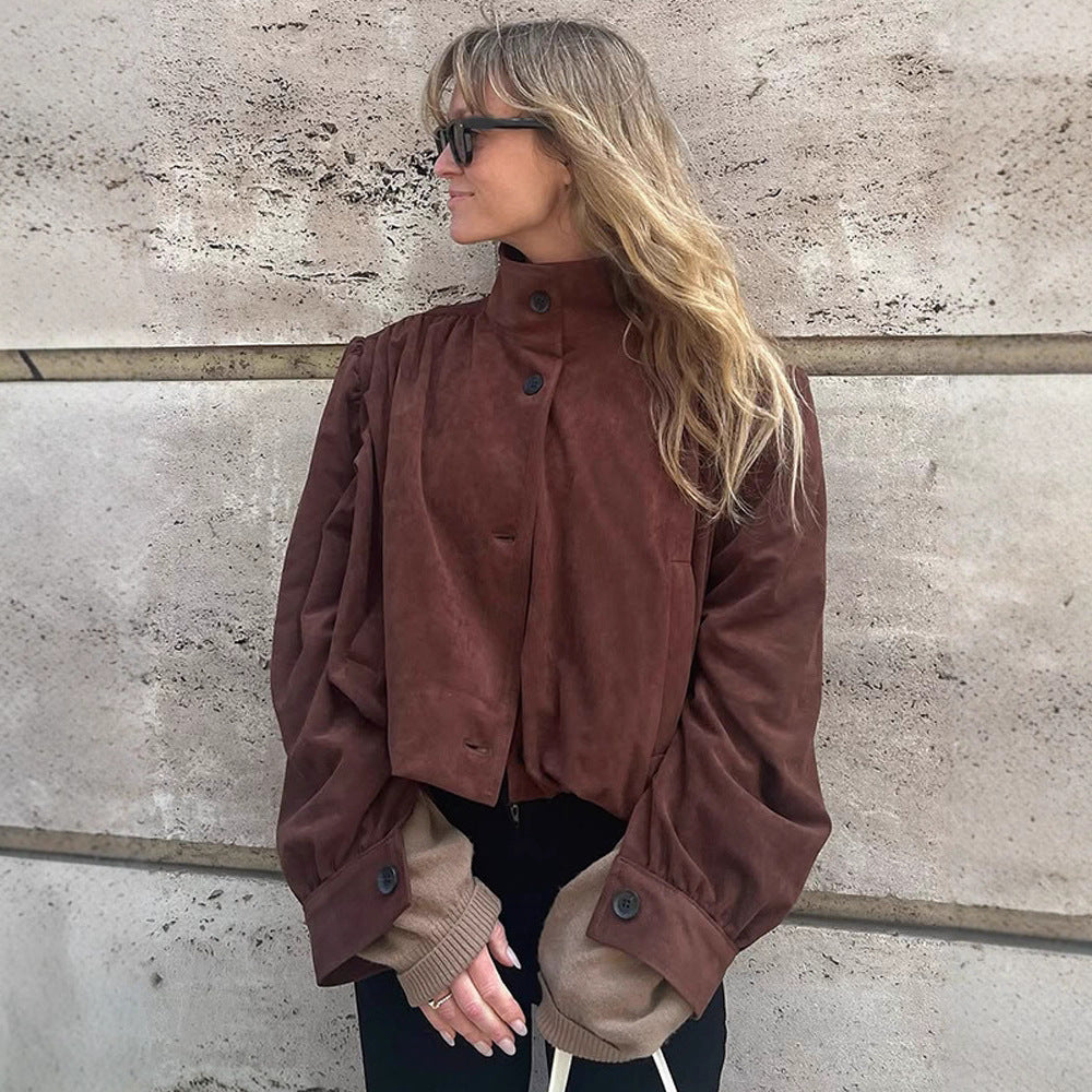 Damer oversized mockajacka med voluminösa ärmar Eva Jonsson-Eva Jonsson