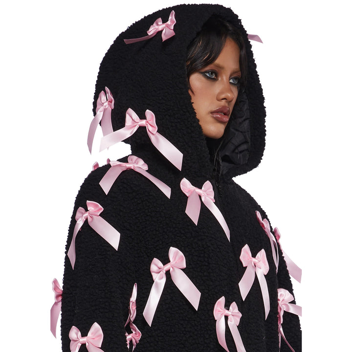 Damer oversized plyschjacka med dekorativa rosetter Mirla-Eva Jonsson