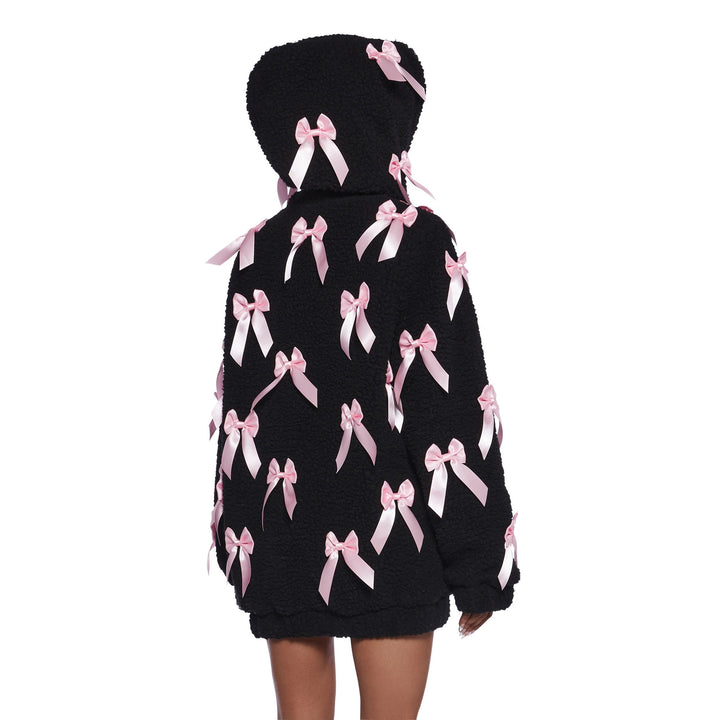 Damer oversized plyschjacka med dekorativa rosetter Mirla-Eva Jonsson