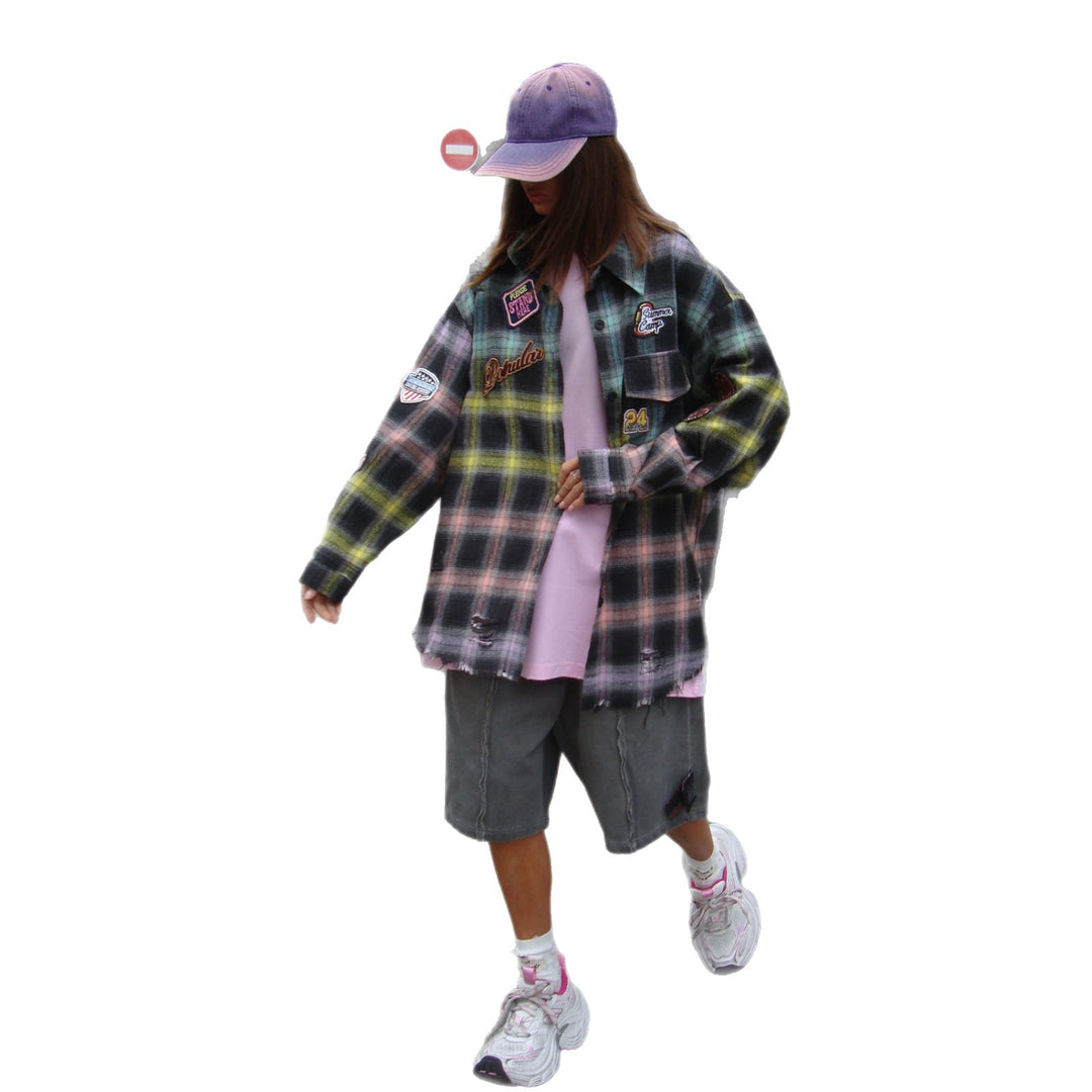 Damer oversized rutblus med unika broderidetaljer Mirla-Eva Jonsson