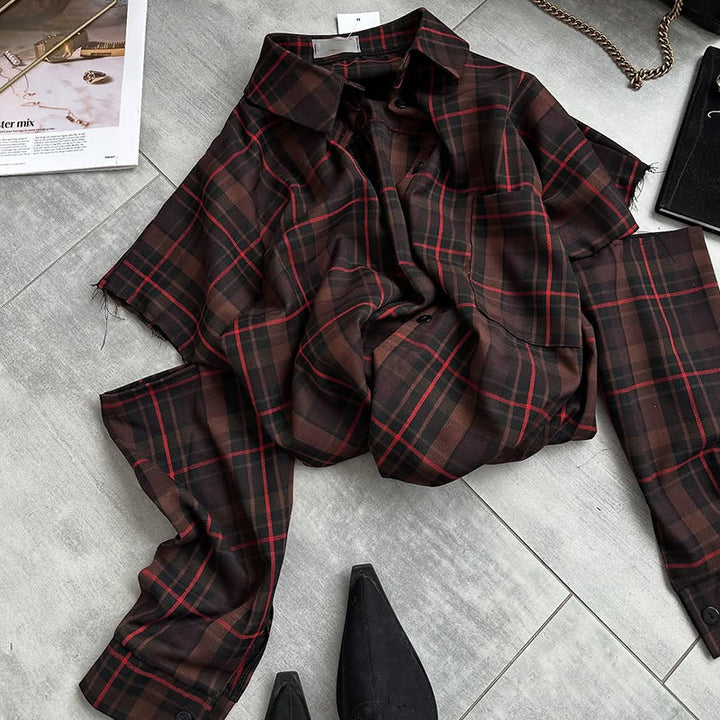 Damer oversized rutskjortdesign Mirla-Eva Jonsson